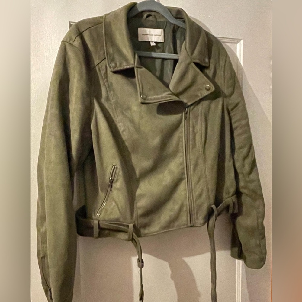 Cupcake and Cashmere Rio Motto Suede Jacket, Olive, Size XL - Like New
